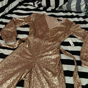The Limited Size 0 gold sequin Jumpsuit NWT